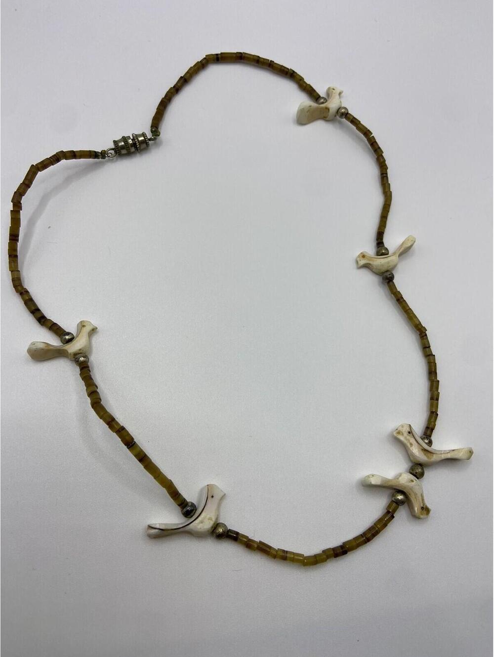 Vintage Native Bird And Shell Fetish Necklace